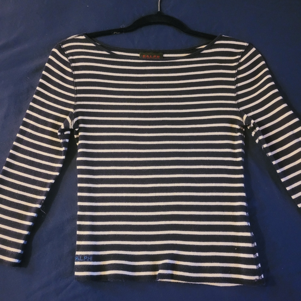 Ralph Lauren Navy White Striped Top